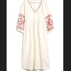 Madewell Embroidered Sleeve Popover midi-dress